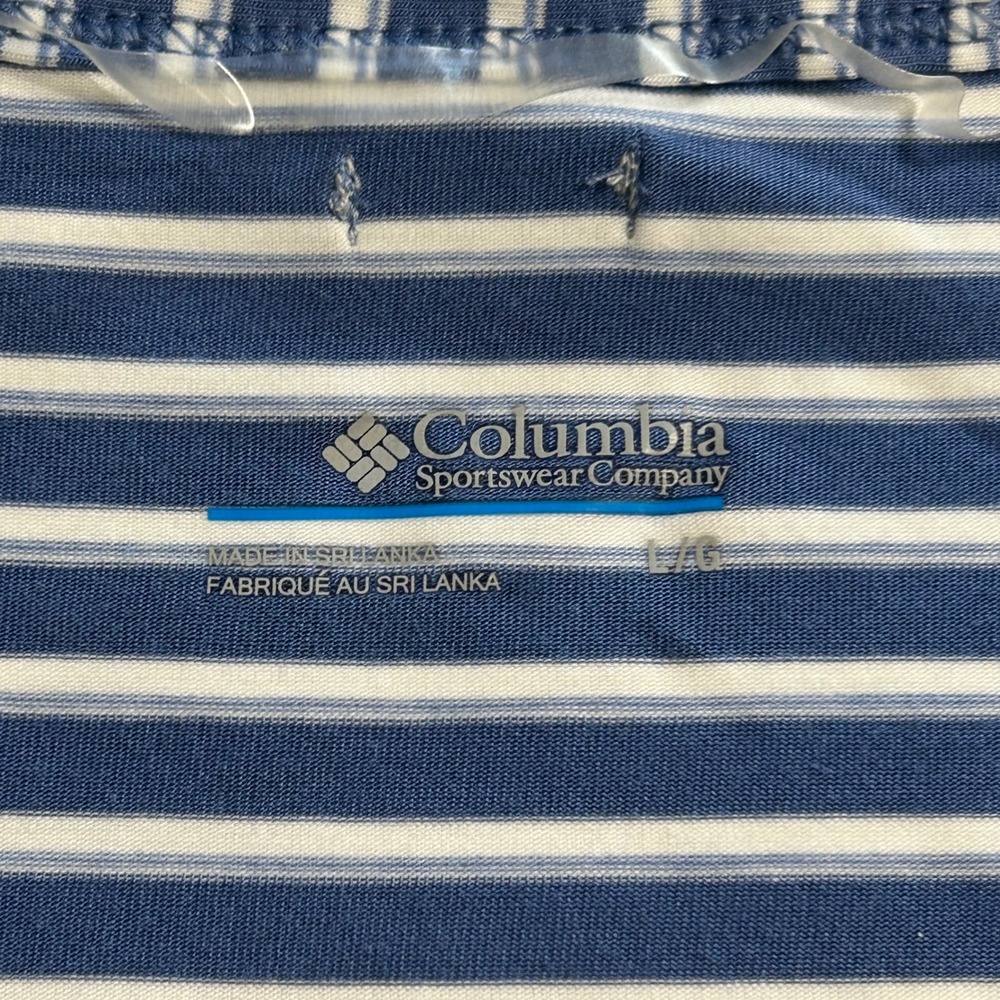 Columbia Sportswear Womens Large Blue White Striped V-Neck Cap Sleeve Tee XL3024 - Picture 5 of 7